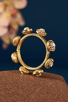 Gold Finish Kundan Polki & Meenakari Kada
