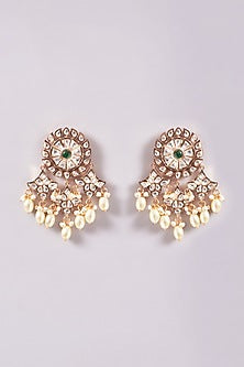 Gold Plated Kundan Polki & Pearl Long Necklace Set