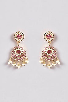 Gold Plated Kundan Polki & Pearl Necklace Set