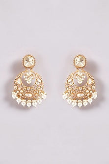Gold Finish Kundan Polki & Pearl Necklace Set