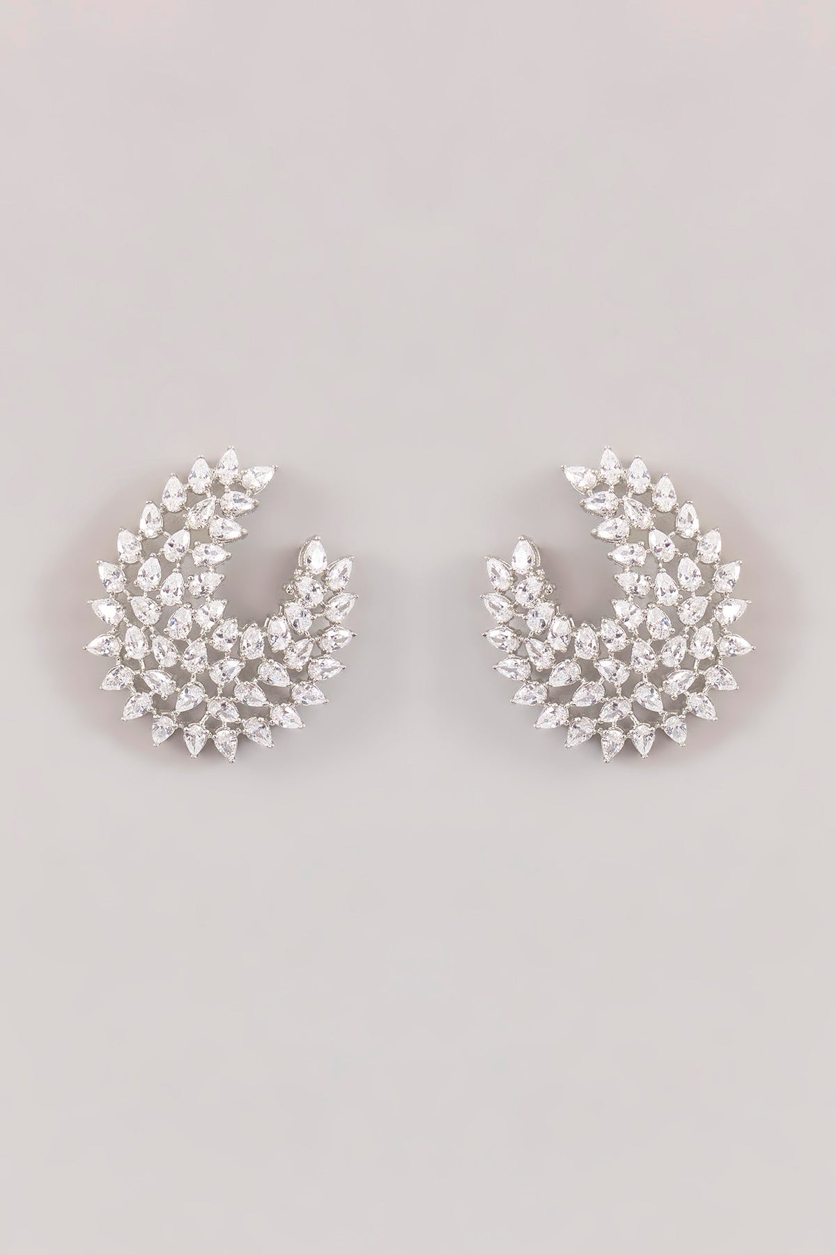 White Finish Diamond Stud Earrings