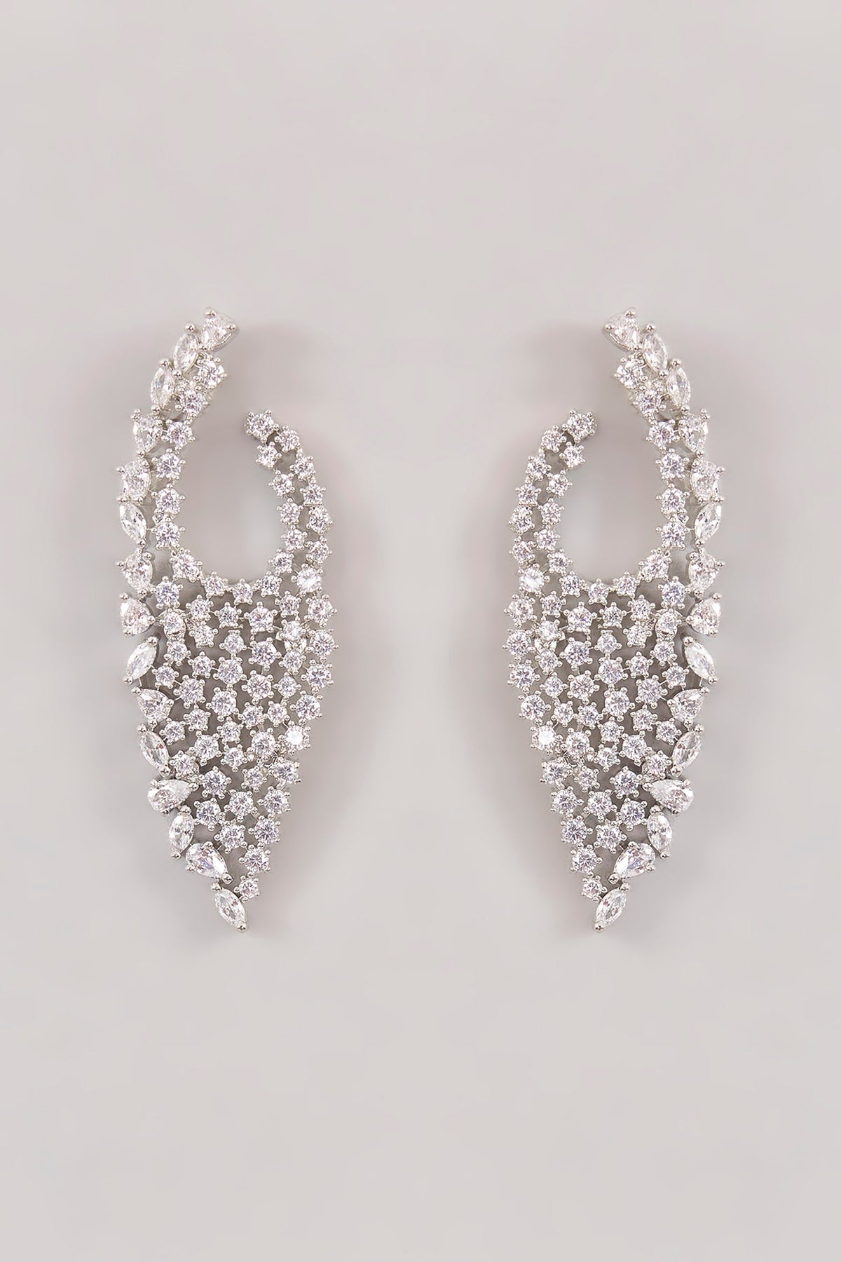 White Finish Diamond Dangler Earrings