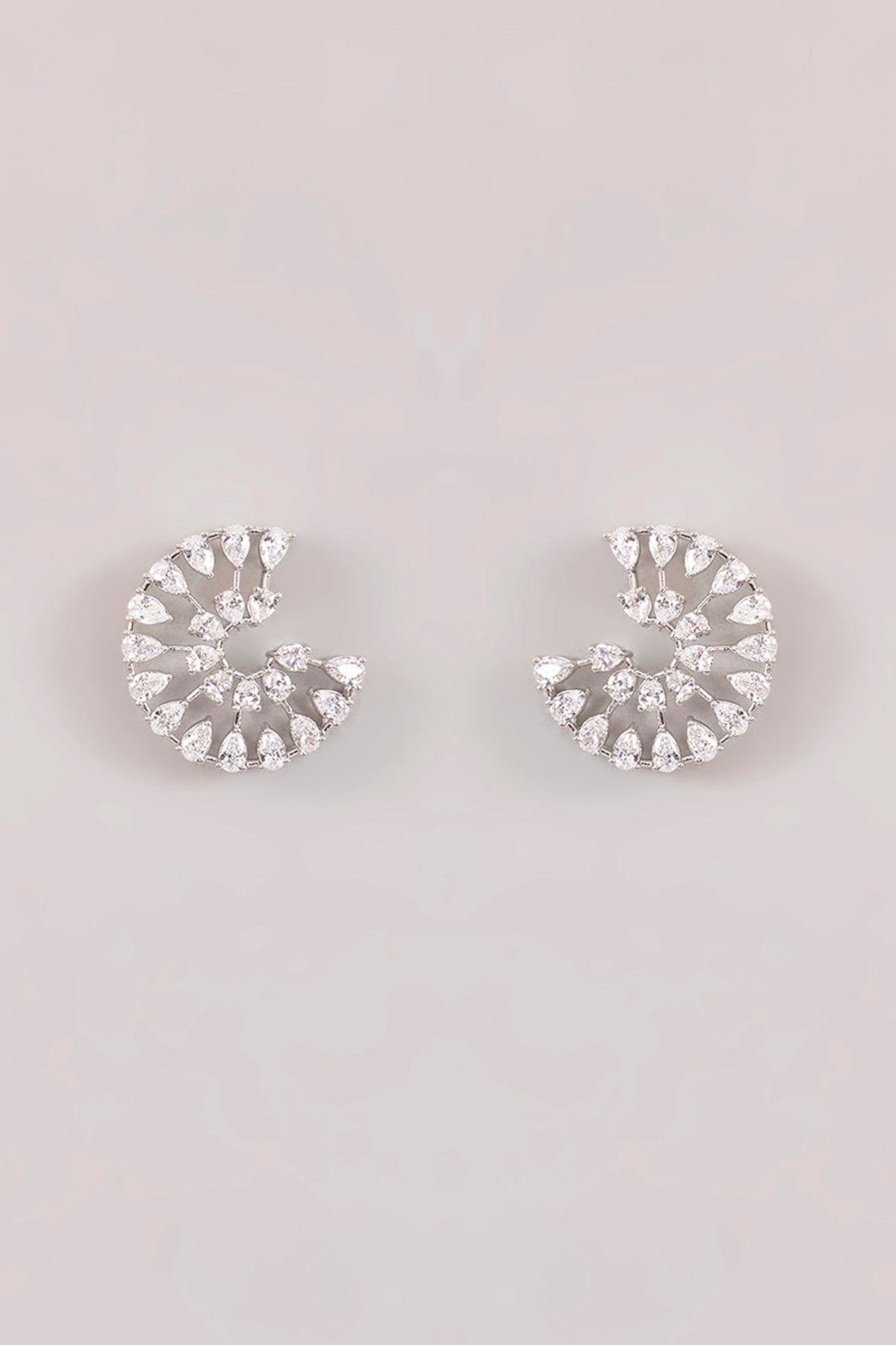 White Finish Diamond Stud Earrings