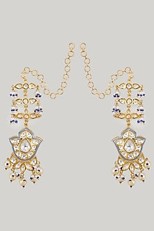 Gold Plated Kundan Polki Meenakari Dangler Earrings