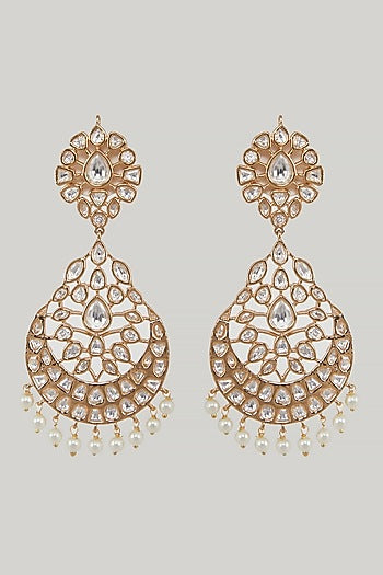 Gold Plated Kundan Polki Dangler Earrings