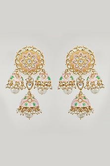Gold Plated Kundan Polki Jhumka Earrings