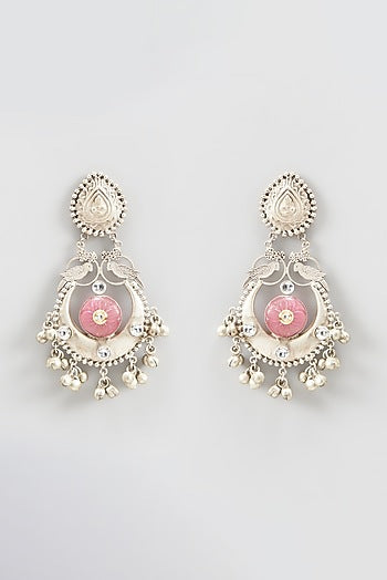 Oxidized Finish Kundan & Beaded Chandbali Earrings