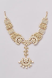 Gold Finish Kundan Polki Mathapatti