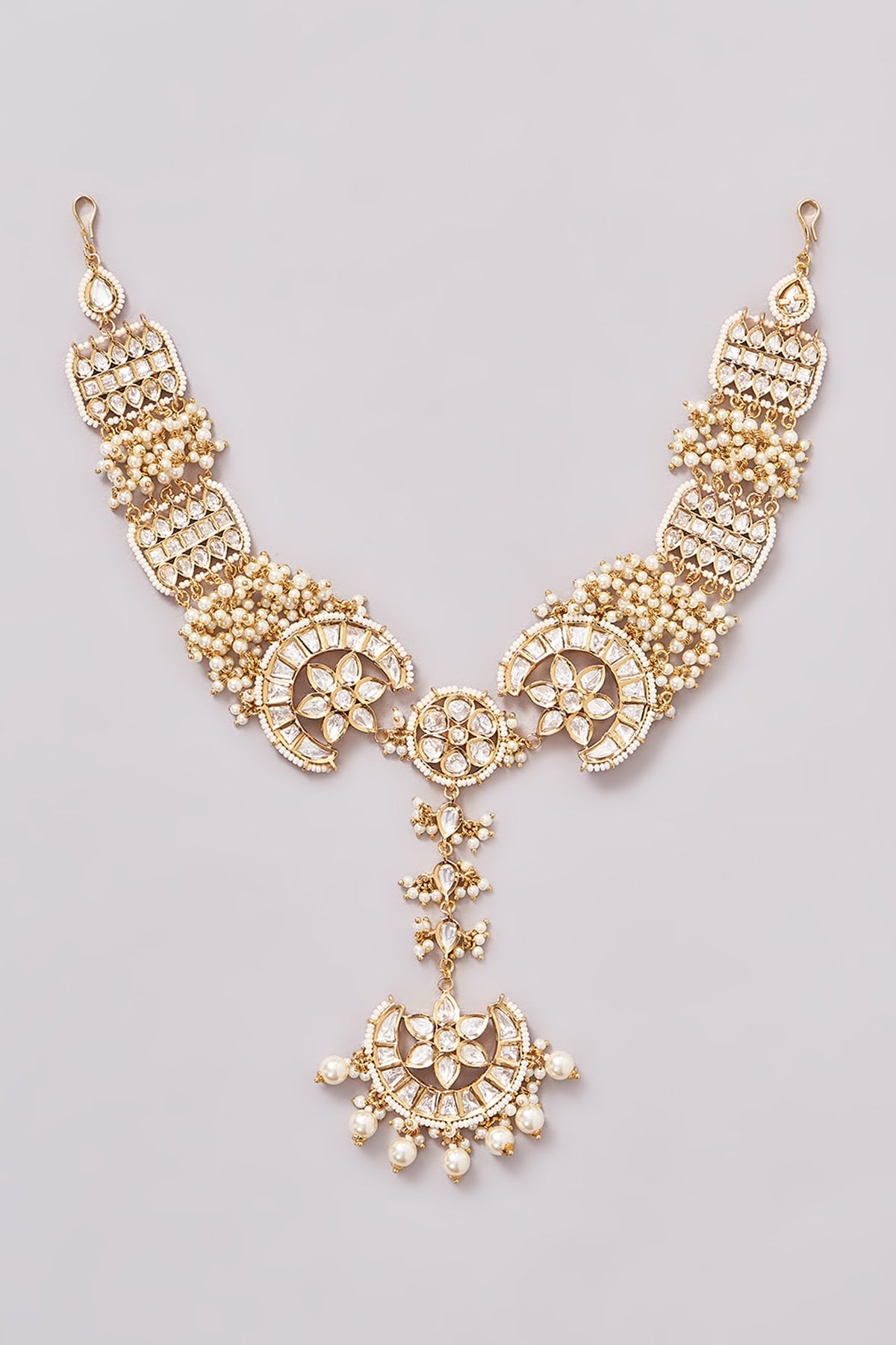 Gold Finish Kundan Polki Mathapatti