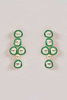 Gold Finish Kundan Polki Meenakari Necklace Set