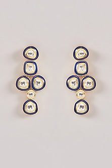 Gold Finish Kundan Polki Layered Meenakari Necklace Set