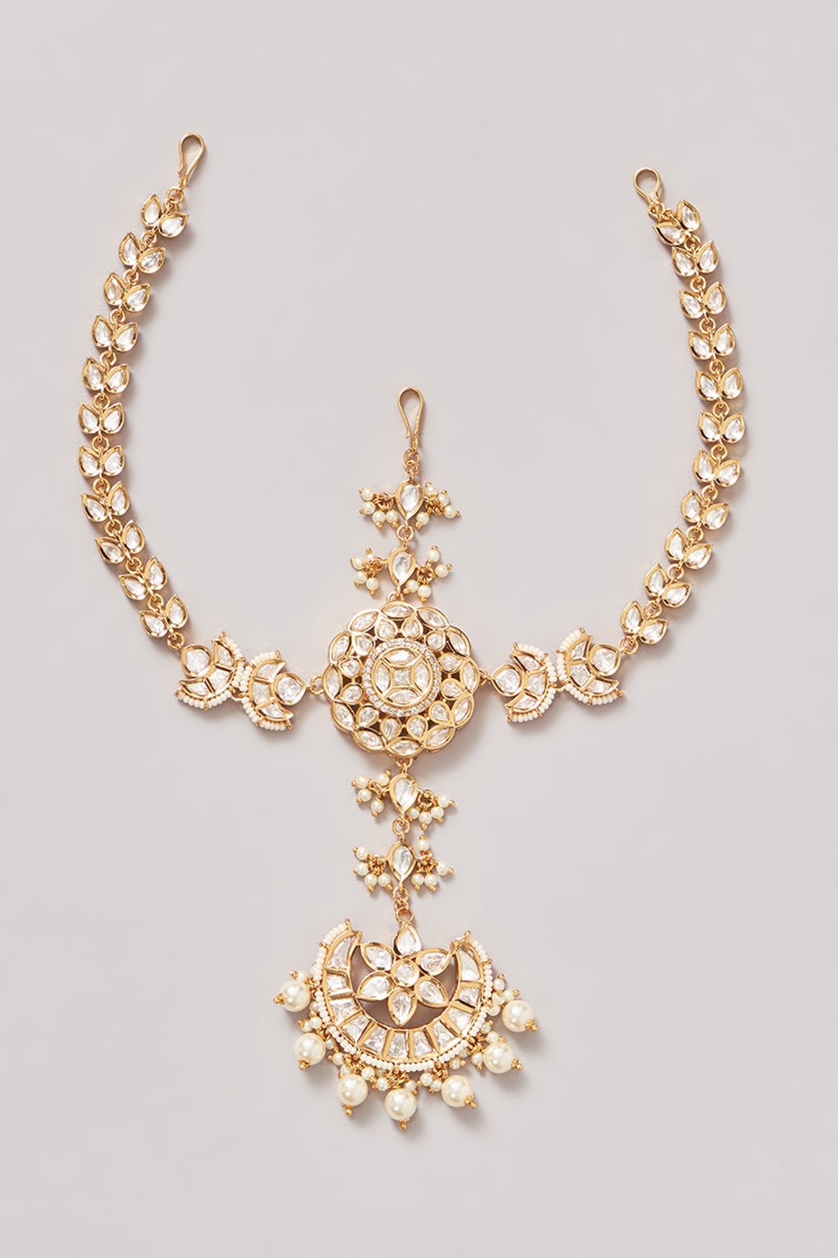 Gold Finish Kundan Polki Mathapatti
