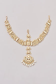 Gold Finish Kundan Polki Mathapatti