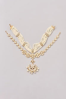 Gold Finish Kundan Polki Mathapatti