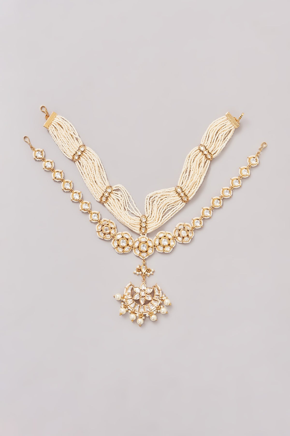 Gold Finish Kundan Polki Mathapatti