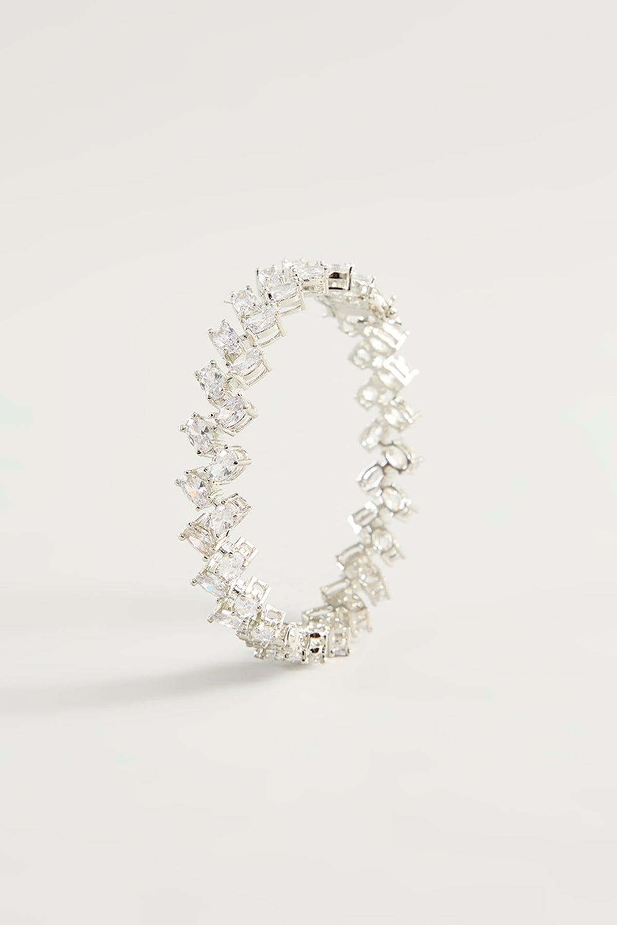 White Finish Zircon Bangles (Set Of 2)