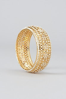 Gold Plated Kada With Kundan Polki