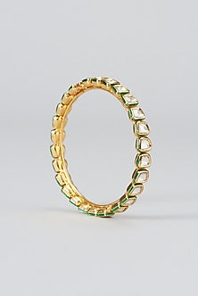 Gold Finish Kundan Polki Bangles (Set of 2)