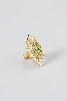 Gold Finish Kundan Polki Ring