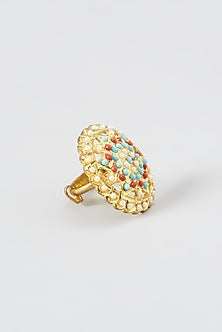 Gold Finish Kundan Ring