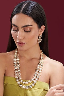 Gold Plated Kundan Polki Long Necklace Set