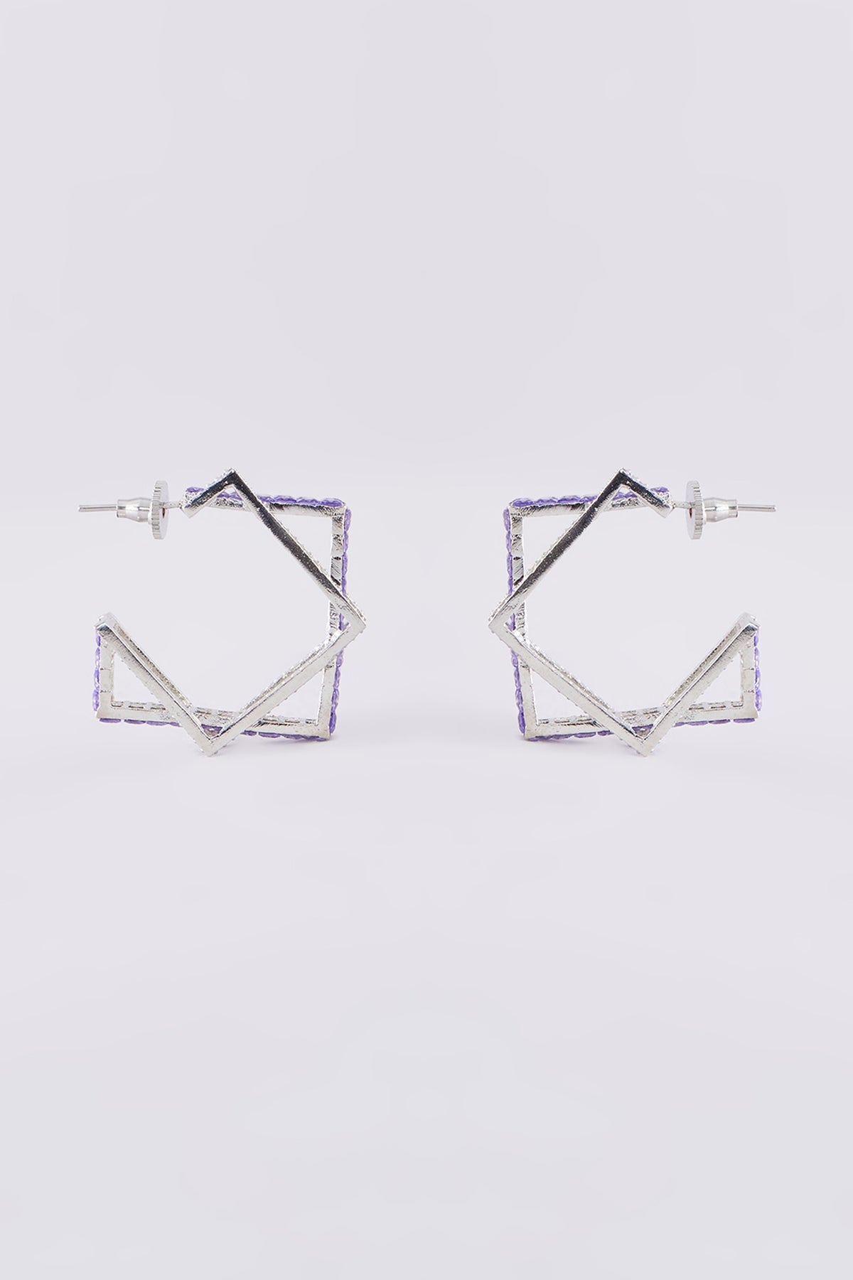 White Finish Zircon Hoop Earrings