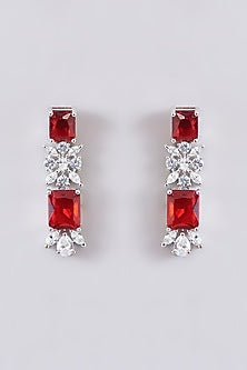 White Finish Zircon & Ruby Stone Necklace Set