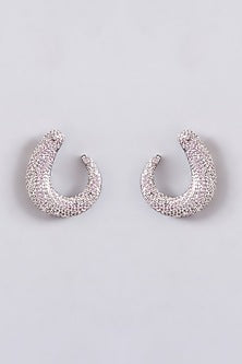 White Finish Zircon Stud Earrings