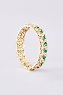 Gold Finish Kundan Polki Kadas (Set of 2)