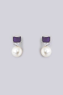 White Finish Zircon & Amethyst Stone Necklace Set