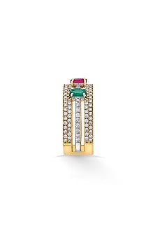 18Kt Rose Gold Finish Diamond & Oval-Cut Ruby Ring