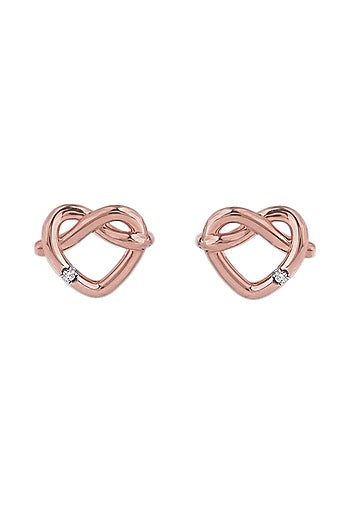 14kt Rose Gold Finish Diamond Love Knot Stud Earrings