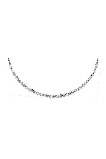 14kt White Finish Diamond Lariat Pendant Necklace