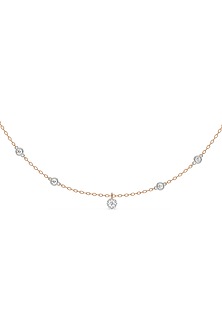 14kt Rose Gold Finish Pendant Necklace With 12 Diamonds