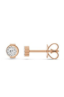 14kt Rose Gold Finish Earrings With 20 Diamonds
