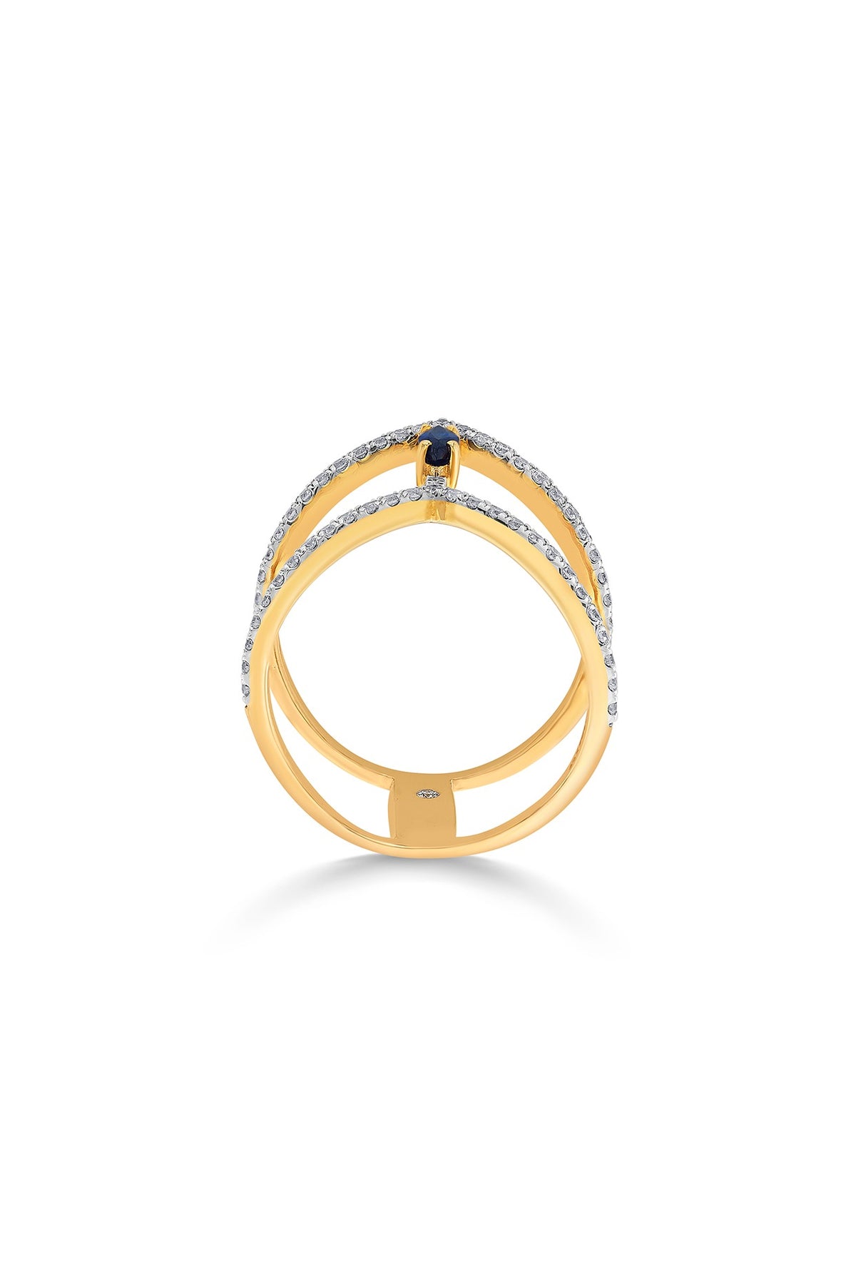 18kt Rose Gold Finish Diamond & Sapphire Stone Ring