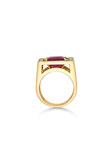 18kt Rose Gold Finish Diamond & Ruby Stone Ring