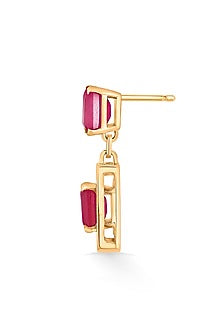18kt Rose Gold Finish Diamond & Ruby Stone Earrings