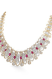 18kt Rose Gold Finish Diamond & Ruby Stone Necklace