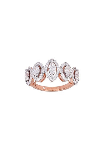 14kt White Finish Diamond Zen Pirlanta Ring
