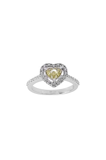 14kt White Finish Diamond Zen Pirlanta Ring