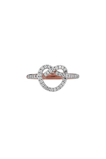 14kt Rose Gold Finish Diamond Love Knot Ring