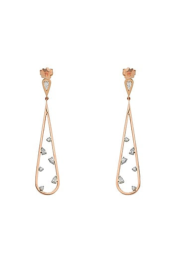 18kt Rose Gold Finish Diamond Soiree Dangler Earrings