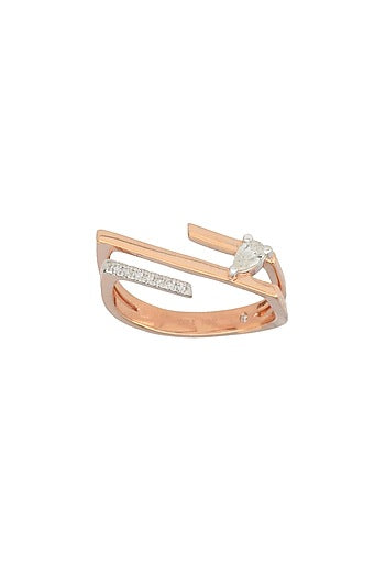 14kt Rose Gold Finish Diamond Seven-Up Ring