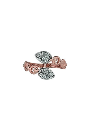 18kt Rose Gold Finish Diamond Cuban Connection Ring