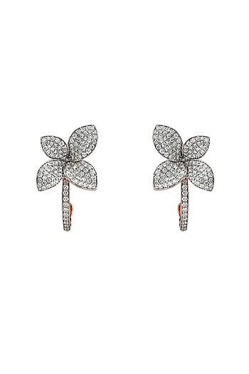 18kt Rose Gold Finish Diamond Stud Earrings
