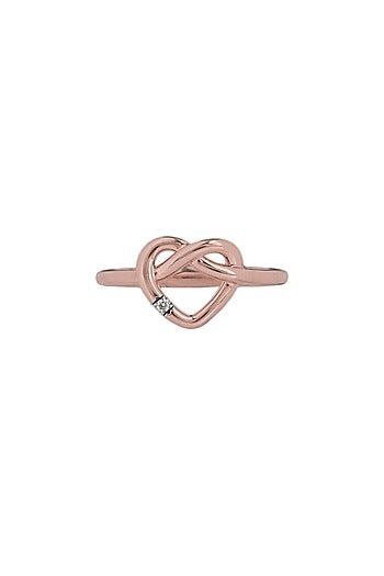14kt Rose Gold Finish Diamond Love Knot Ring