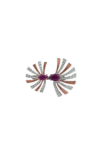 18kt Rose Gold Finish Diamond Toren Ring