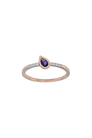 14kt Rose Gold Finish Diamond & Amethyst Ring
