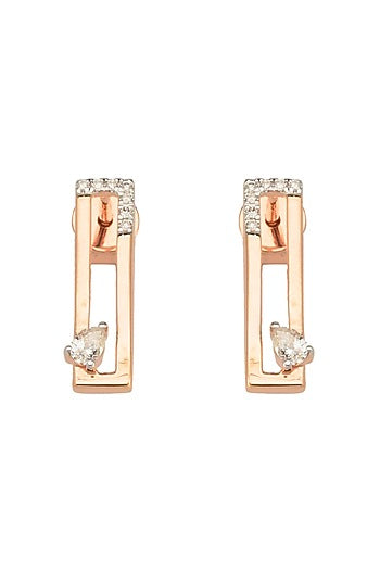 14kt Rose Gold Finish Diamond Stud Earrings